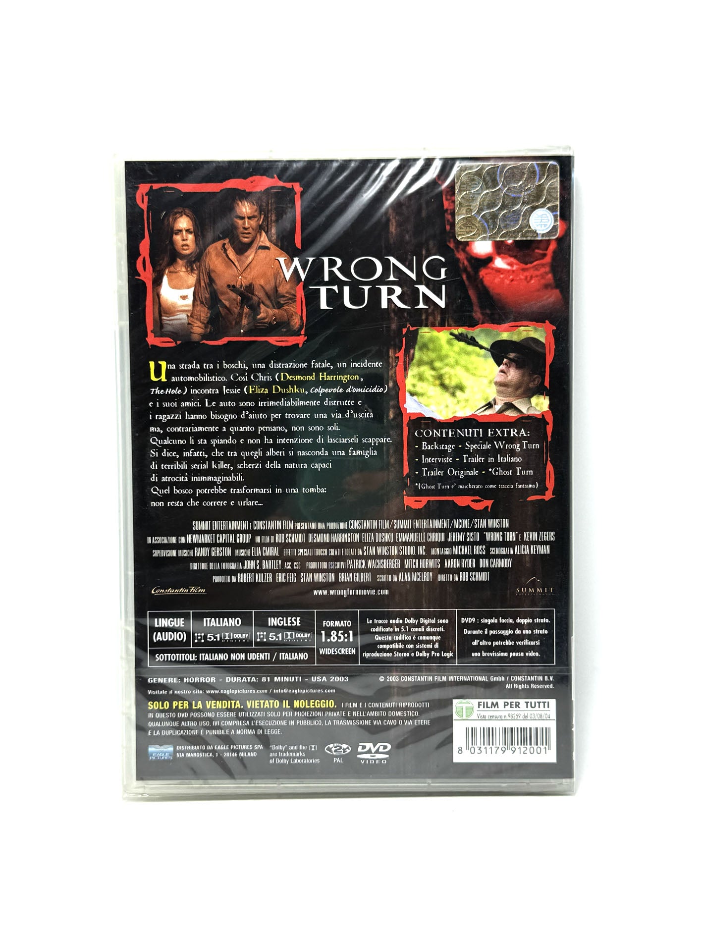 Wrong Turn Il bosco ha fame DVD Film Horror Movie Rob Schmidt