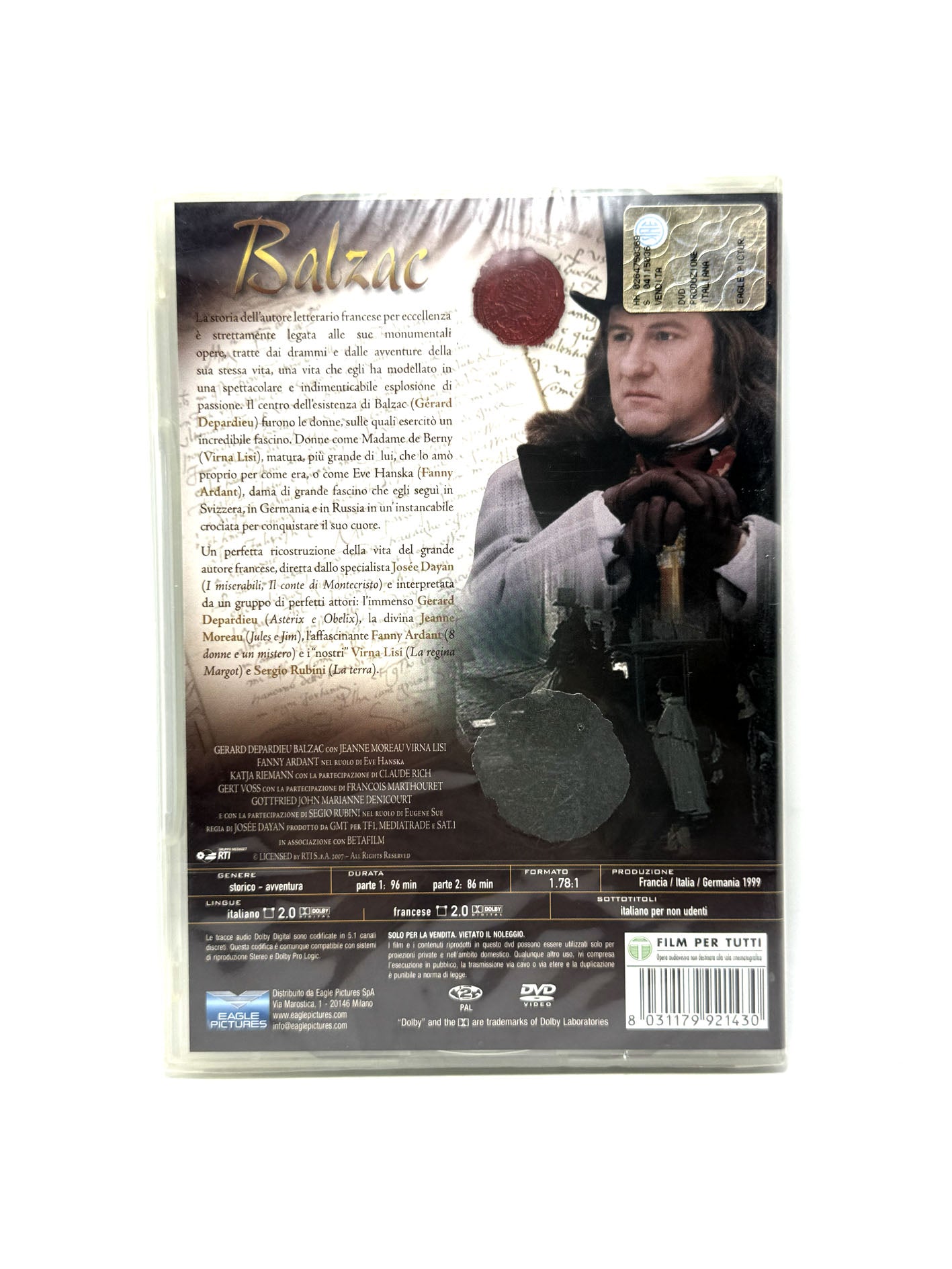 Balzac Una vita di passioni Dvd doppio Film Storico Gerard Depardieu Movie