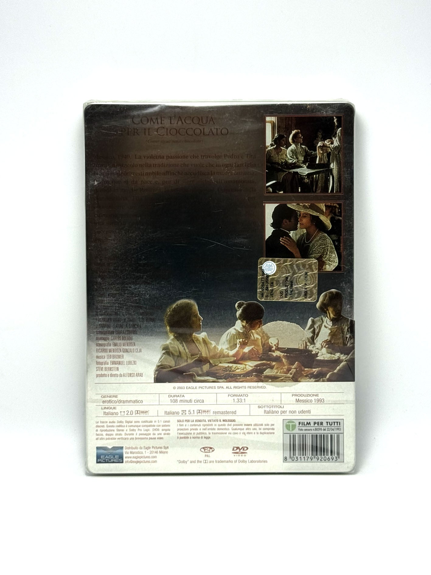 DVD Come l'acqua per il cioccolato Steelbook Film Movie eros drammatico