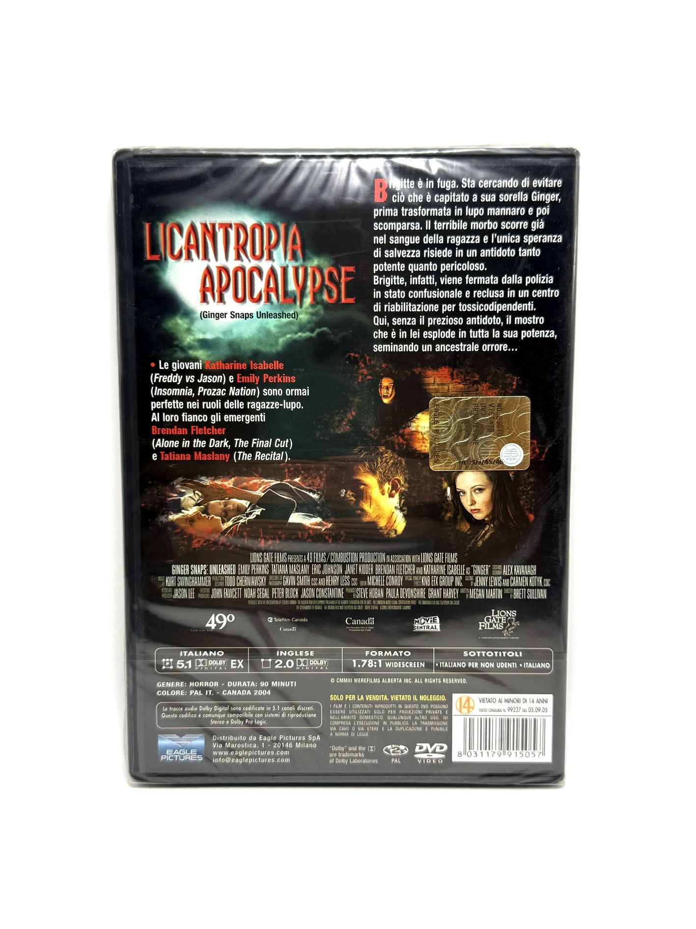 Licantropia Apocalypse I lupi sono liberi DVD Film Movie Horror