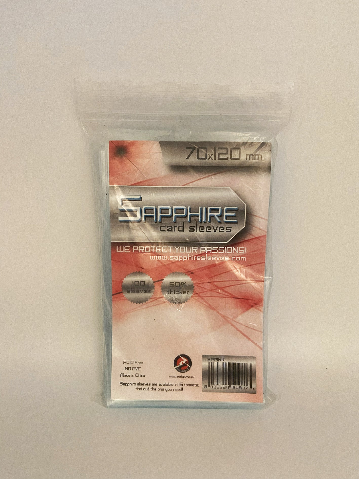 Sapphire Card Sleeves 100 bustine Pink 70 x 120 mm Acid Free Red Glove