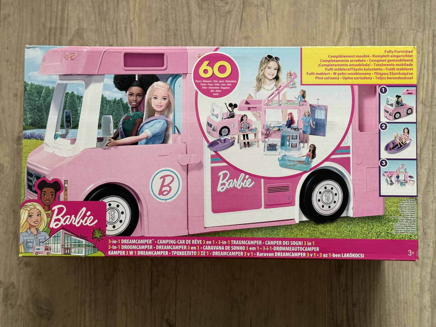 Barbie Camper dei Sogni 3 in 1 Playset 3 Veicoli 60 pcs Mattel Dreamcamper