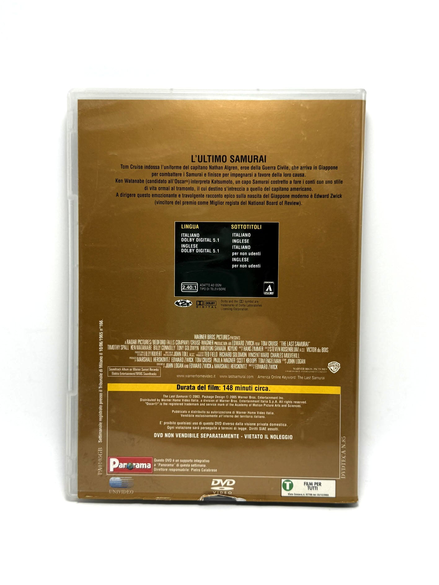 L'ultimo Samurai Le grandi battaglie Panorama DVD Film Movie