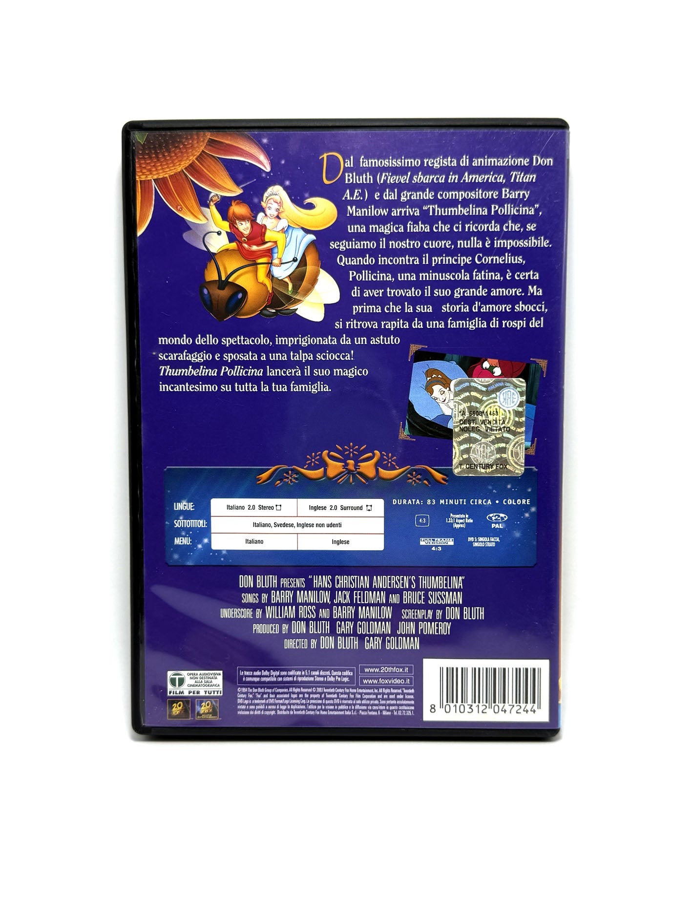 Thumbelina Pollicina Don Bluth DVD Film Movie