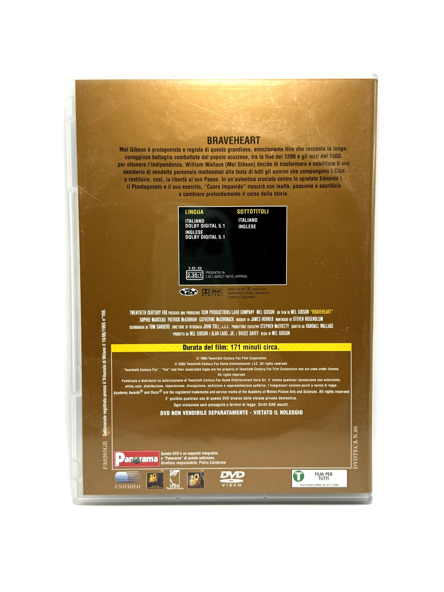 Braveheart Cuore impavido Le grandi battaglie Panorama DVD Film Movie