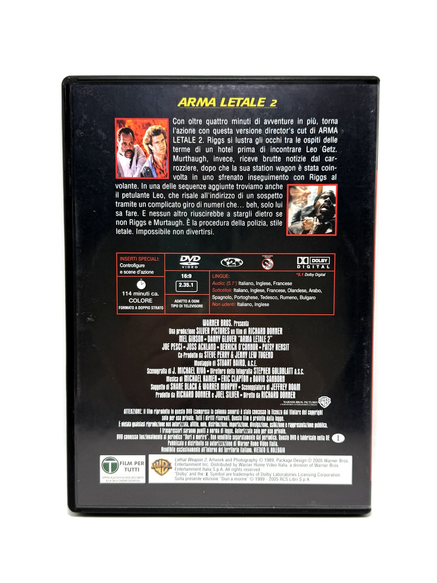 Arma letale 2 DVD Film Movie Duri a morire Mel Gibson Fabbri editori