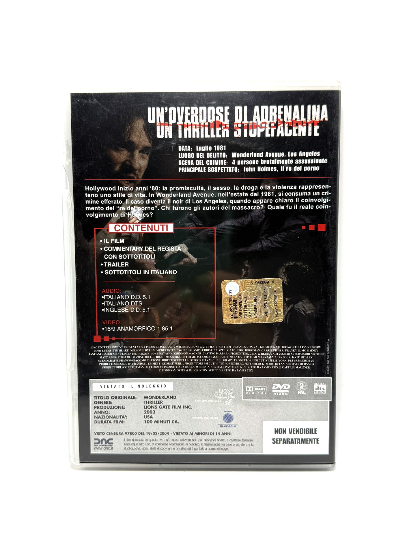 Wonderland DVD Film Movie Val Kilmer Thriller