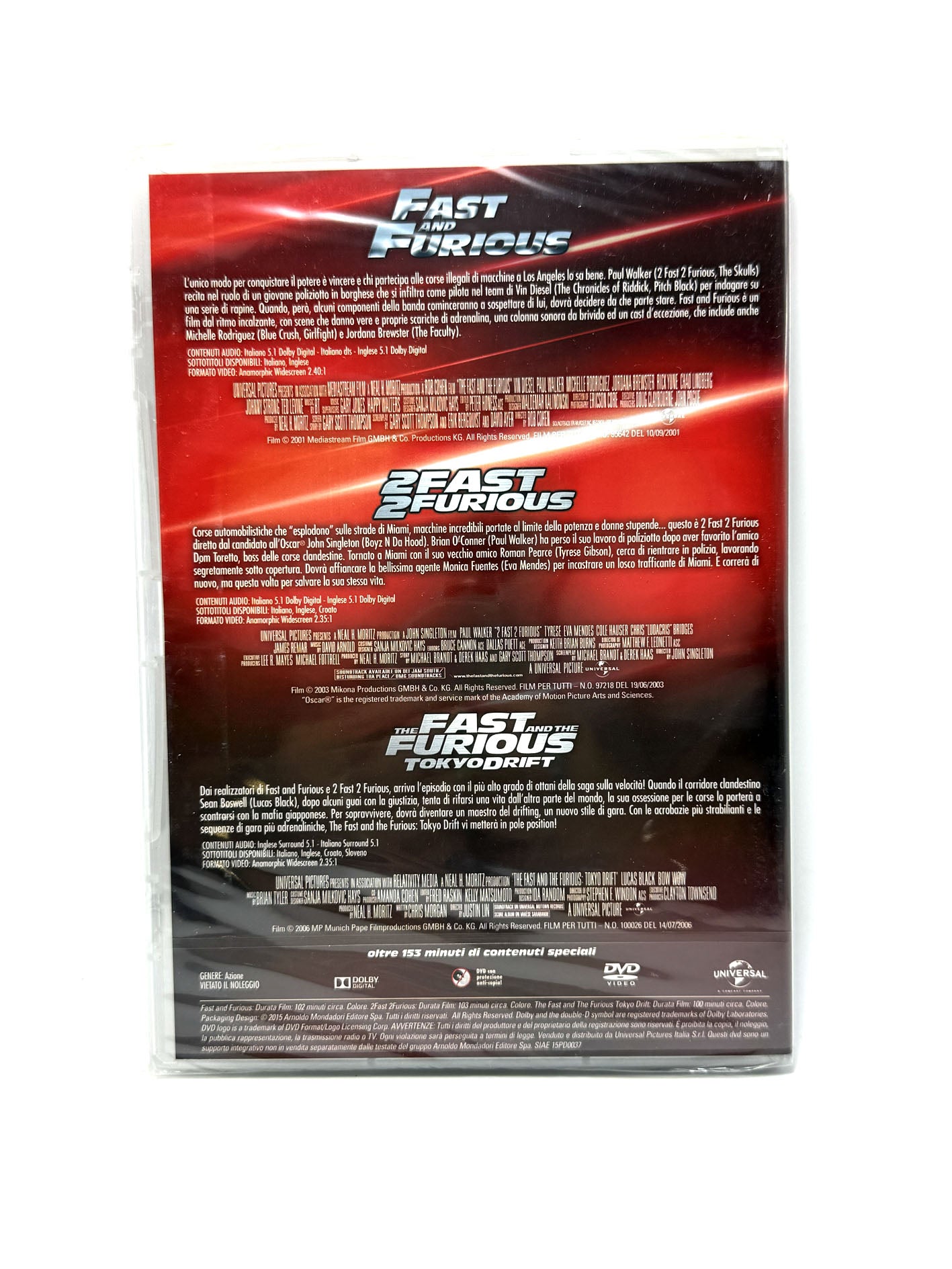 Fast & Furious Collection Cofanetto DVD 1-3 Vin Diesel Paul Walker