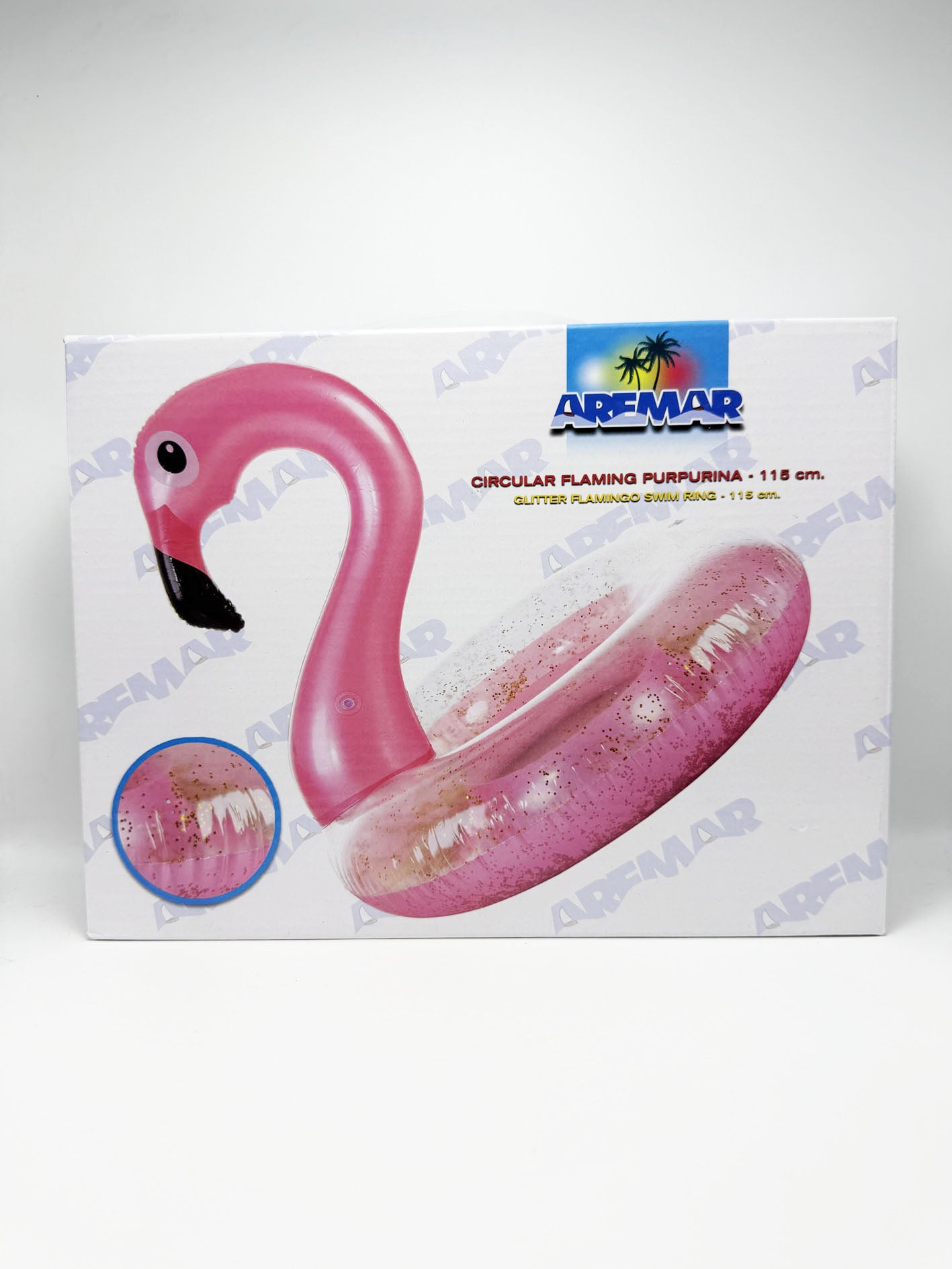 Galleggiante gonfiabile flamingo Aremar salvagente fenicottero con glitter swim ring 115 cm