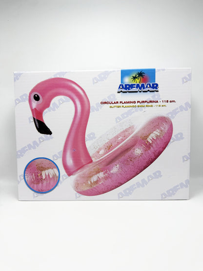 Galleggiante gonfiabile flamingo Aremar salvagente fenicottero con glitter swim ring 115 cm