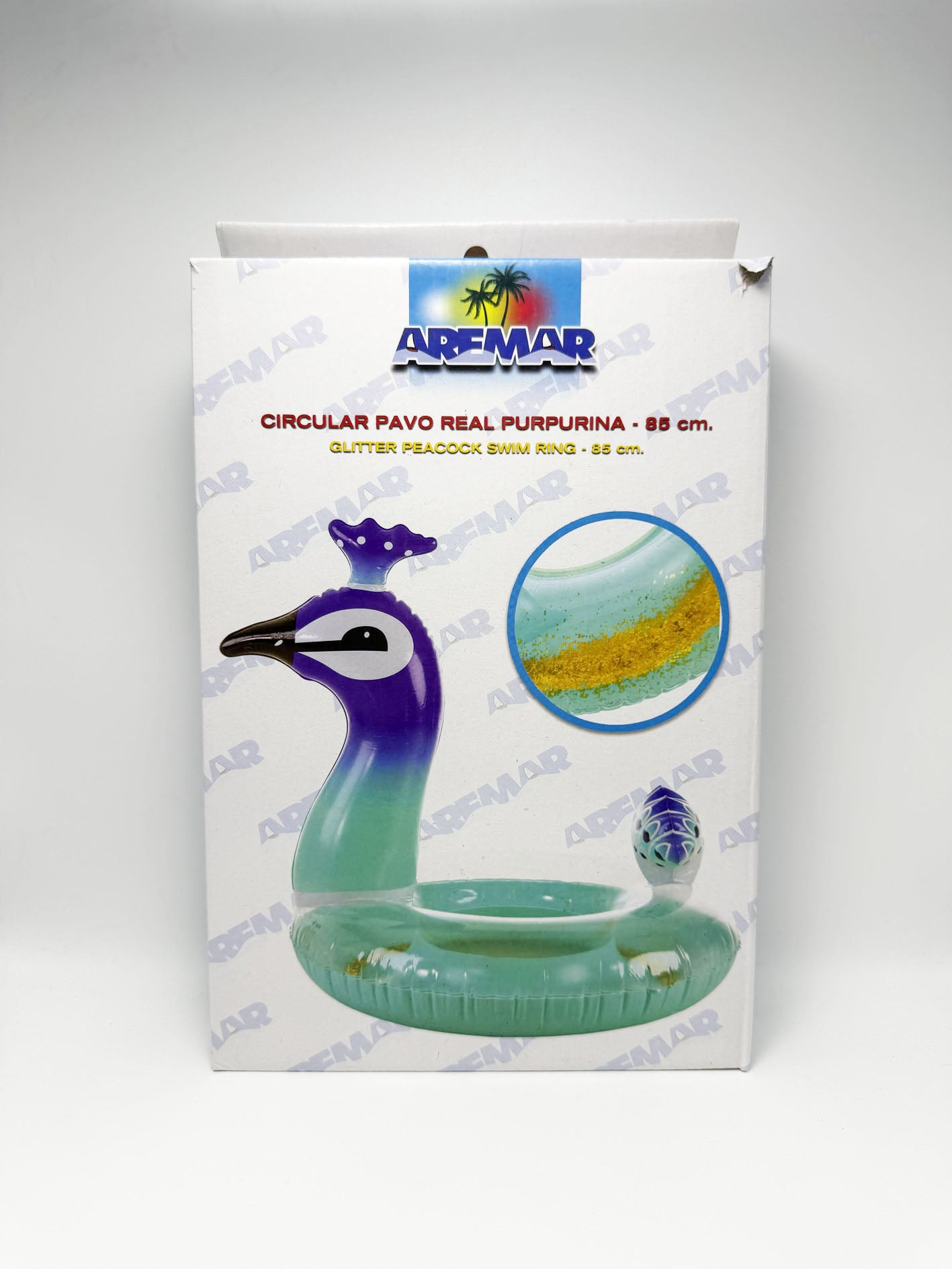 Galleggiante gonfiabile Pavone Aremar salvagente peacock con glitter swim ring 85 cm