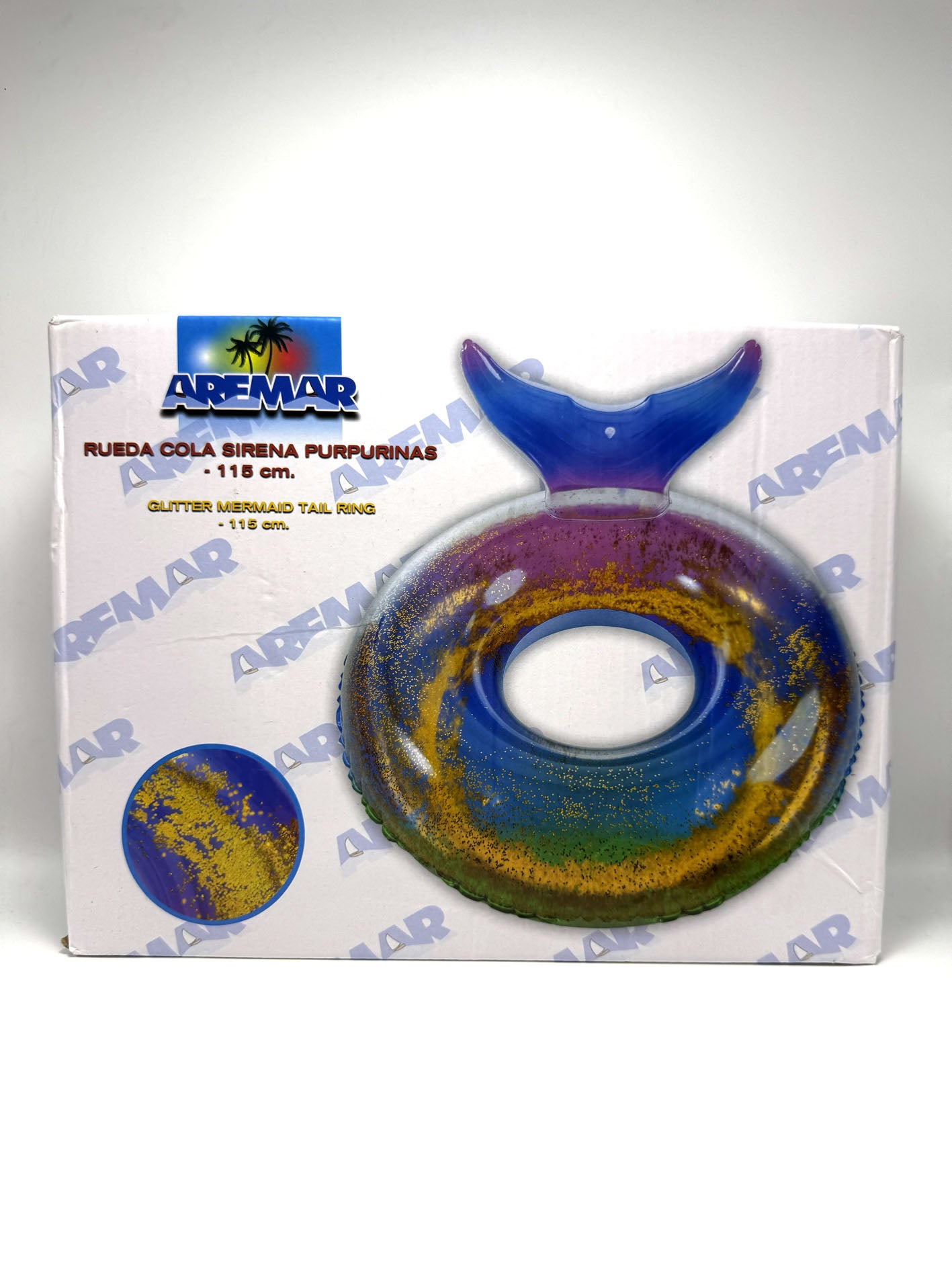 Galleggiante gonfiabile Ruota con coda sirena mermaid glitter ciambella Aremar salvagente swim ring 115 cm