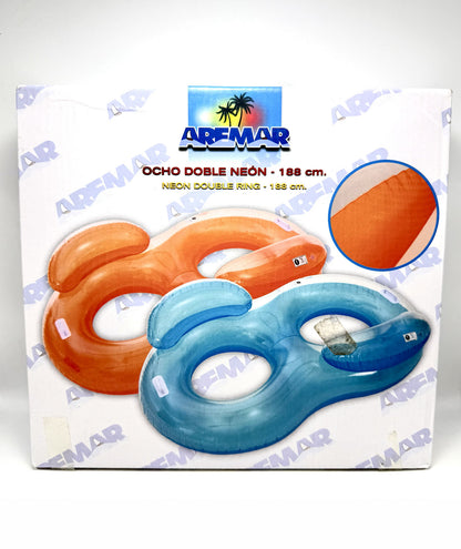 Galleggiante gonfiabile doppio materassino ciambella Aremar salvagente arancione twins swim ring 188 x 117 cm