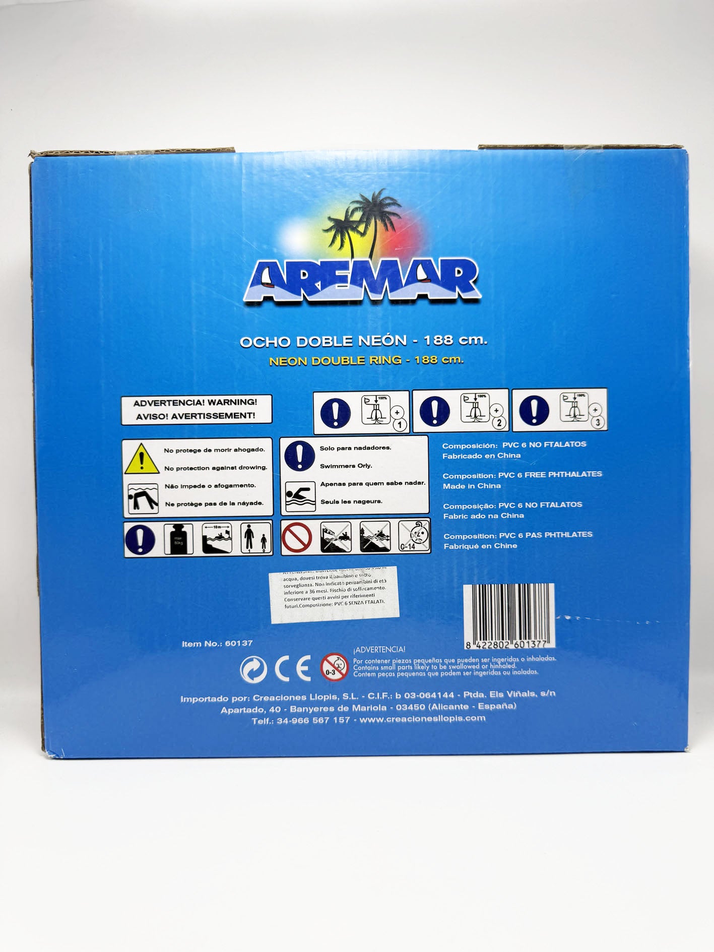 Galleggiante gonfiabile doppio materassino ciambella Aremar salvagente arancione twins swim ring 188 x 117 cm