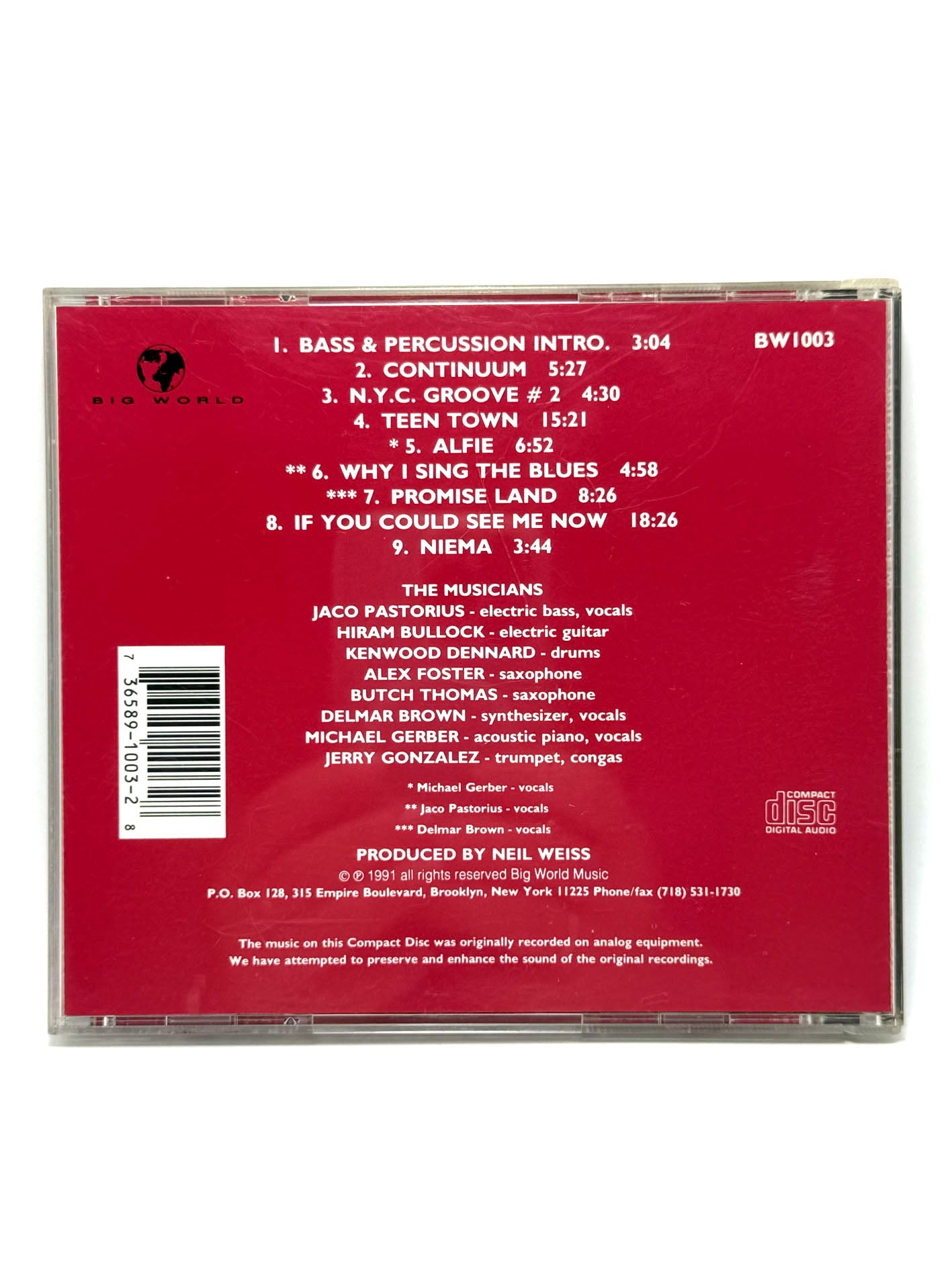 Pastorius Live In New York City Volume Three (Promise Land) CD