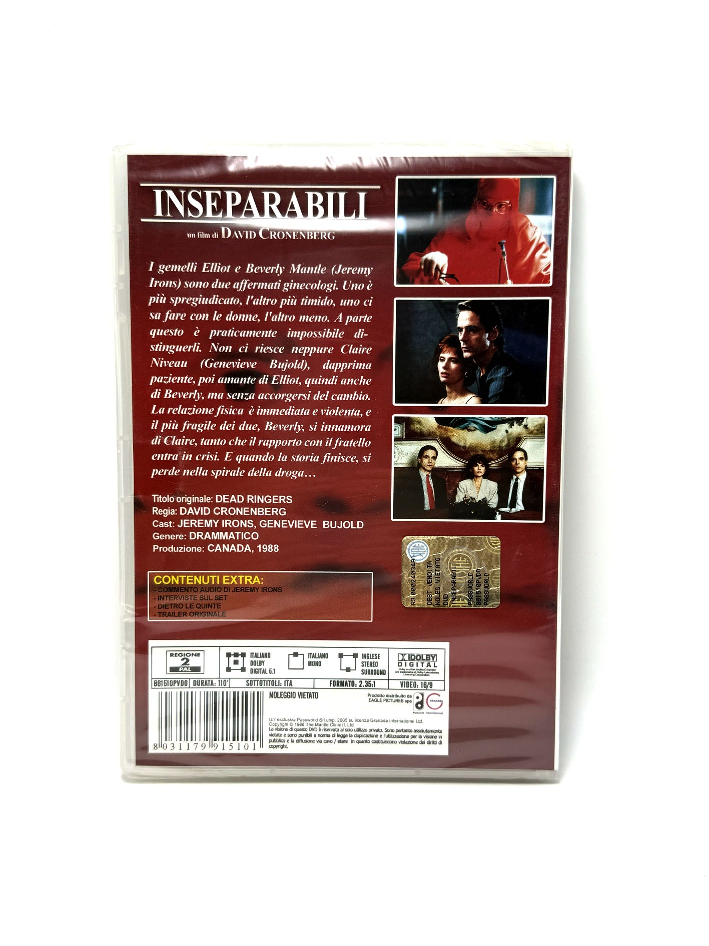 Inseparabili David Cronenberg DVD Film Movie Jeremy Irons Drammatico