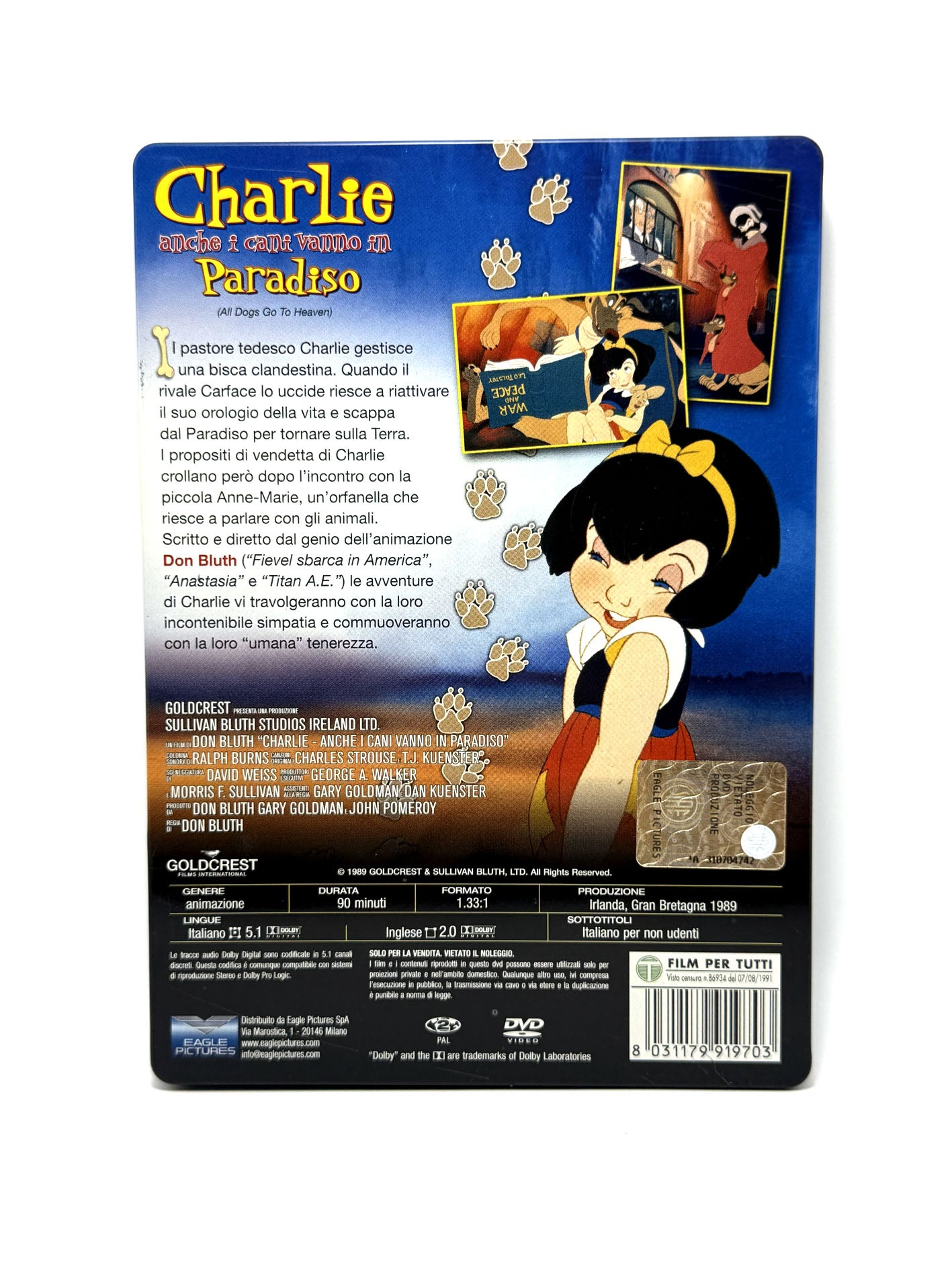Charlie Anche i cani vanno in Paradiso DVD Film Movie Animazione Tin box