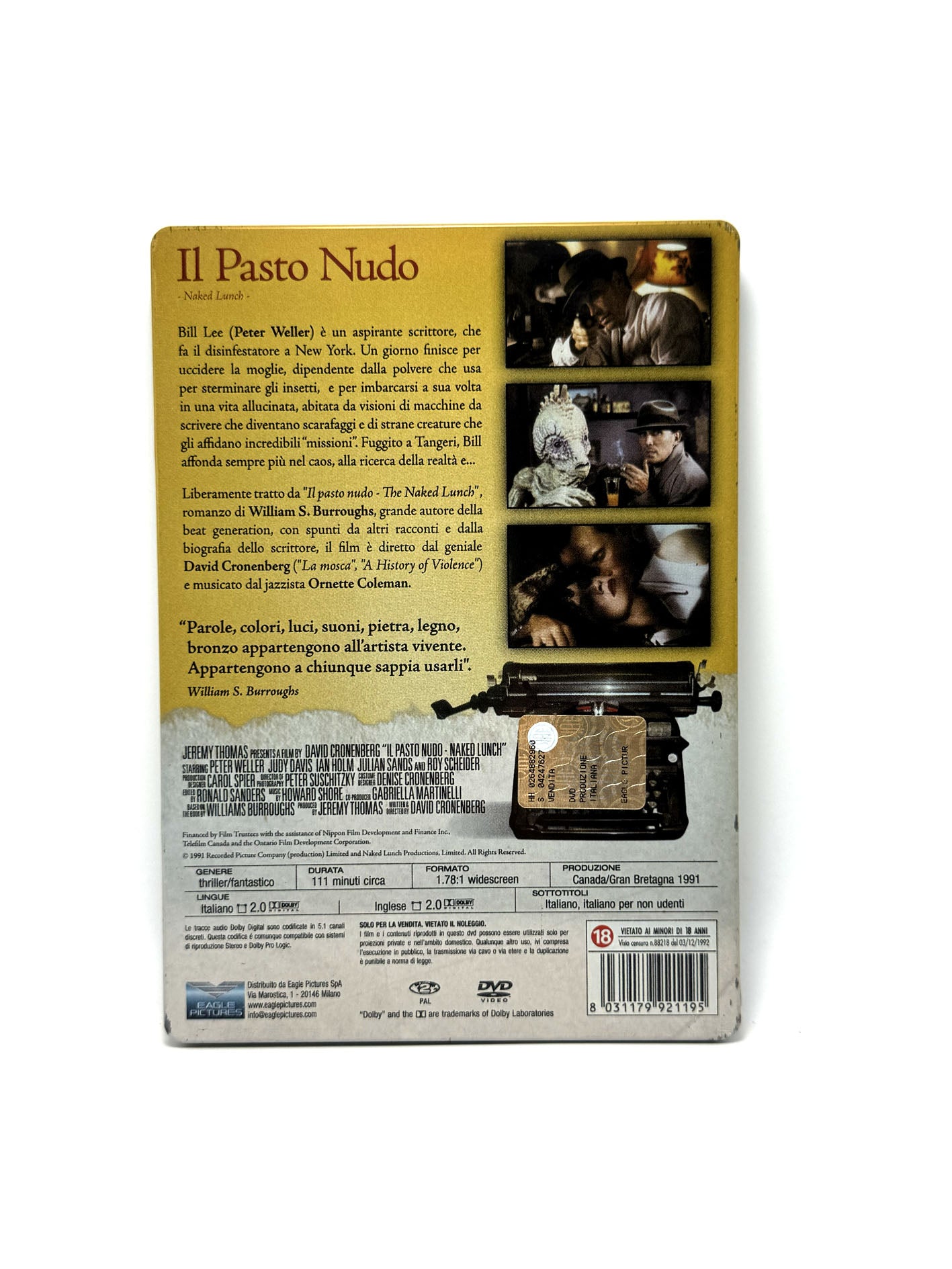 Il Pasto Nudo - DVD - Edizione Speciale Dvd Film Movie Fuori Catalogo Cover metallo