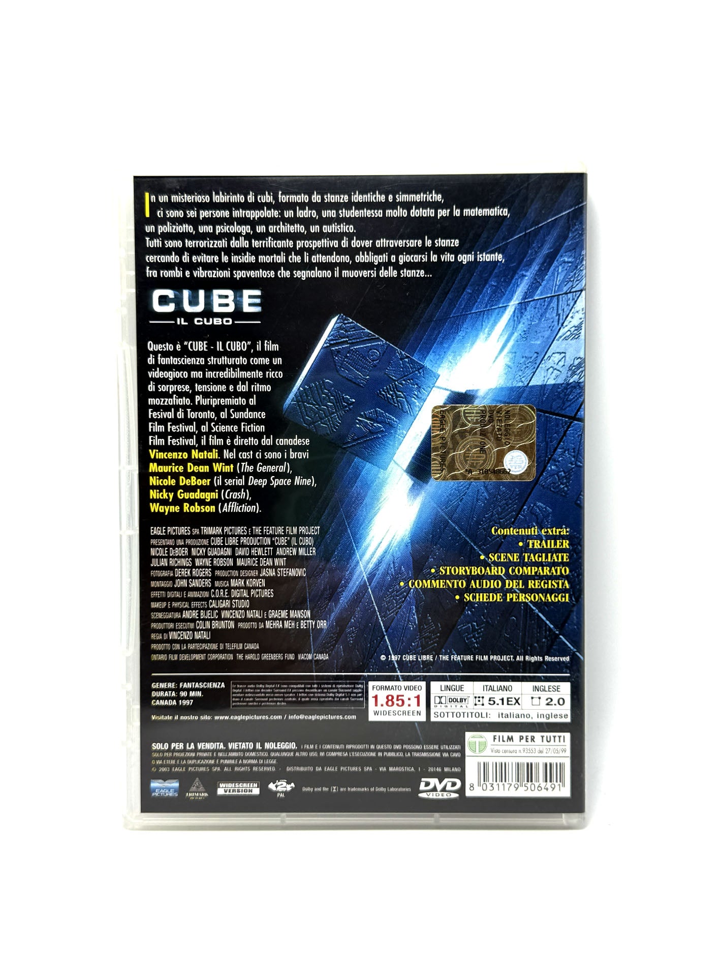 Cube. Il cubo. Special Edition Paura Paranoia Disperazione Dvd Film Movie