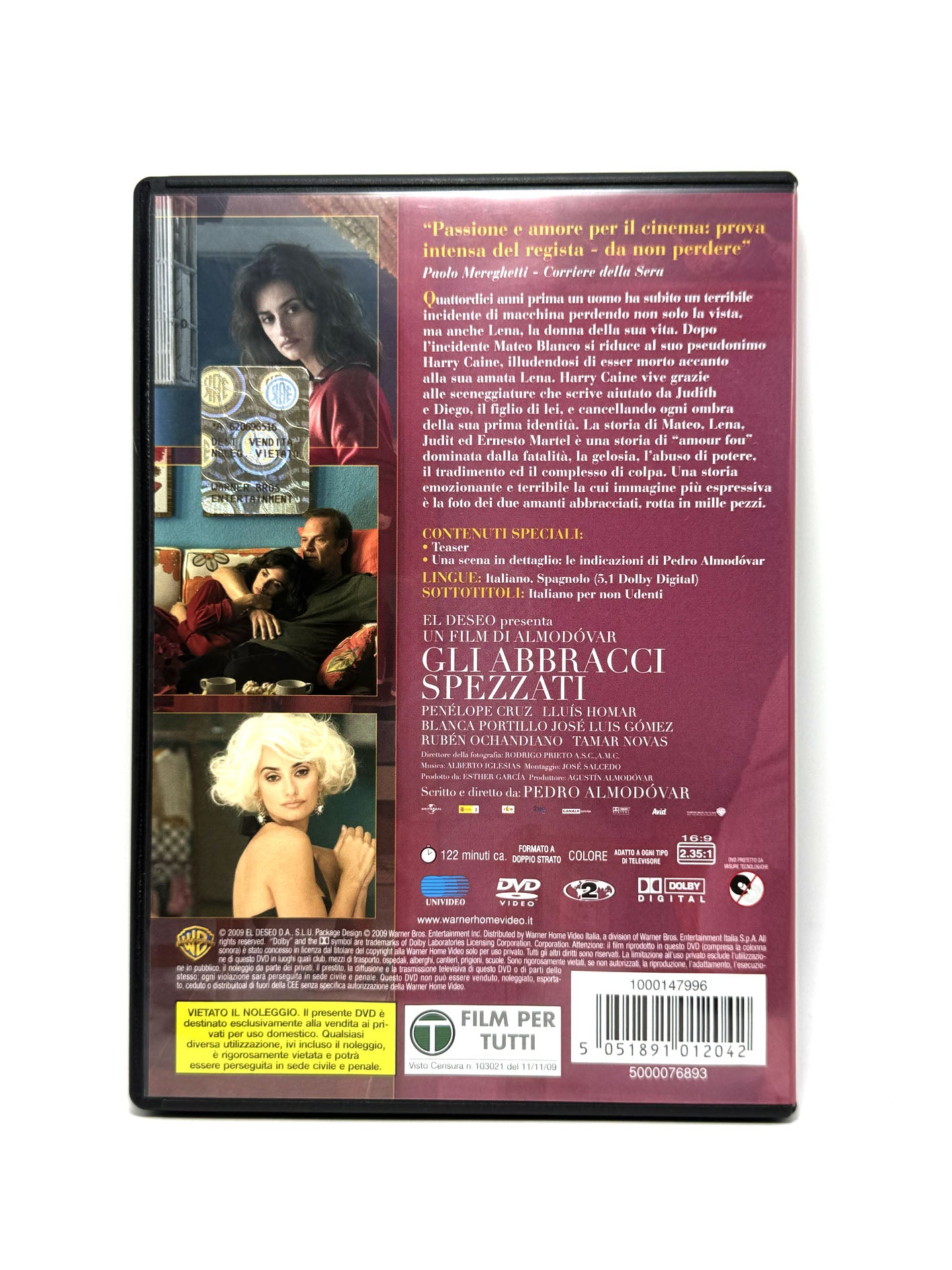 Gli abbracci spezzati Dvd Film Movie Almodovar Penelope Cruz