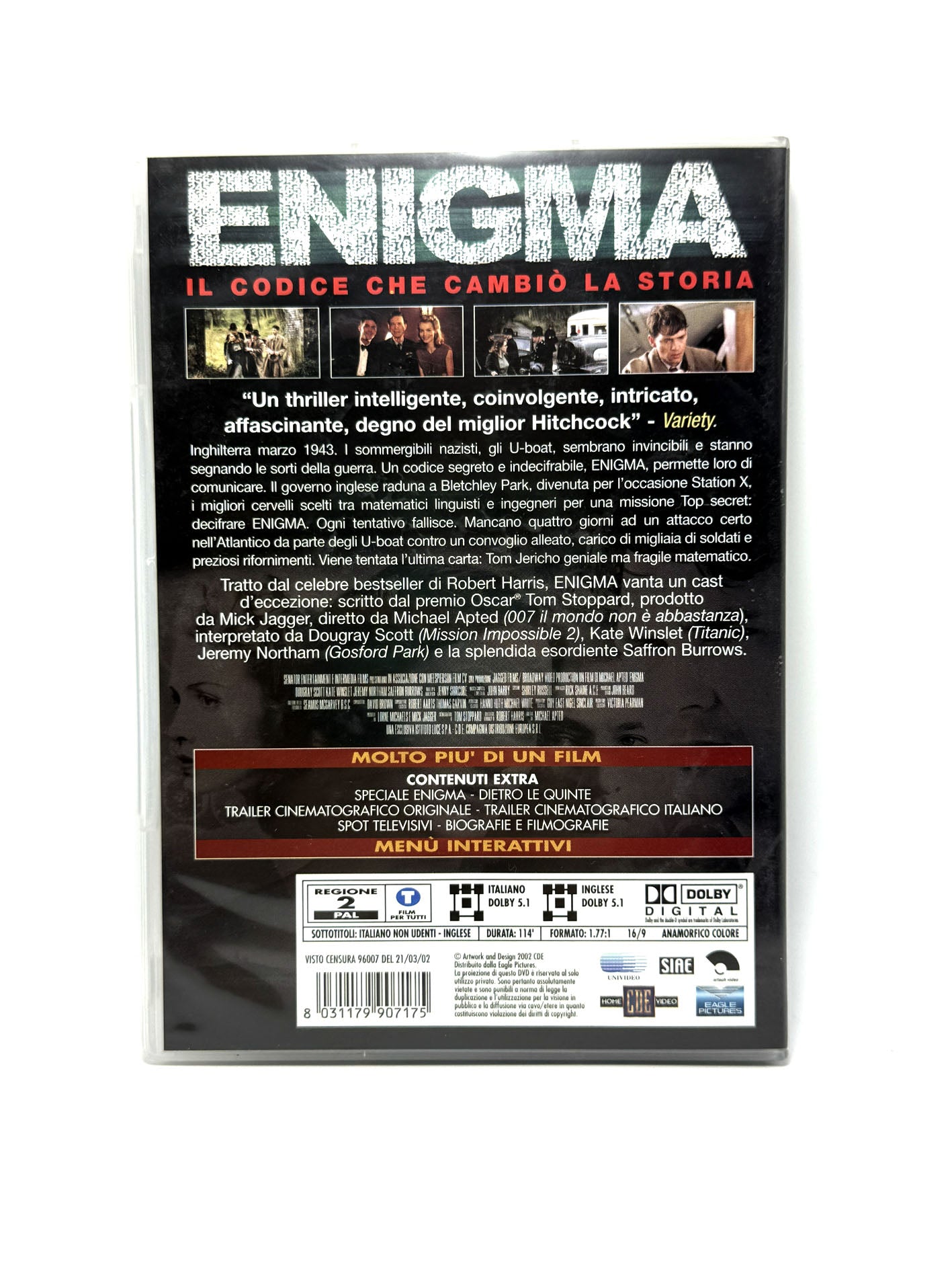 Enigma. Il codice che cambiò la storia Dvd Film Movie Kate Winslet