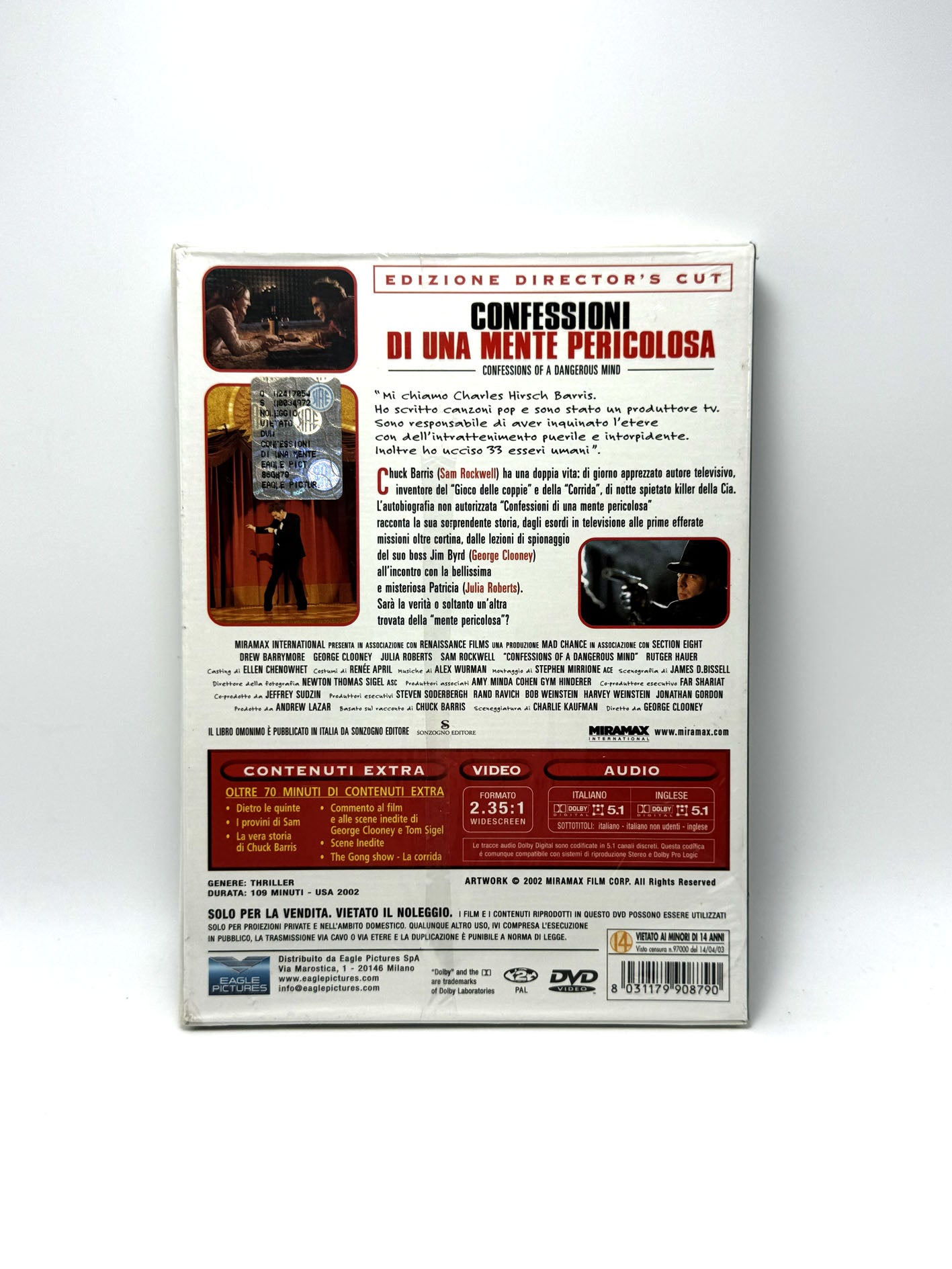 Confessioni di una mente pericolosa 2 DVD Film Movie Thriller Clooney Barrymore Roberts
