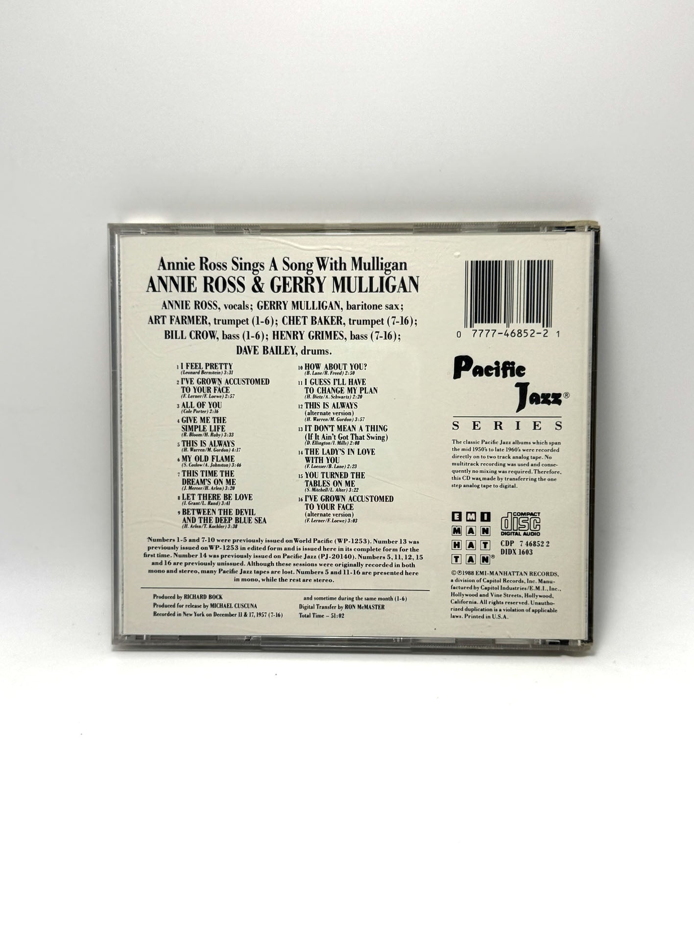 Annie Ross Sings A Song With Mulligan! CD Jazz 1988
