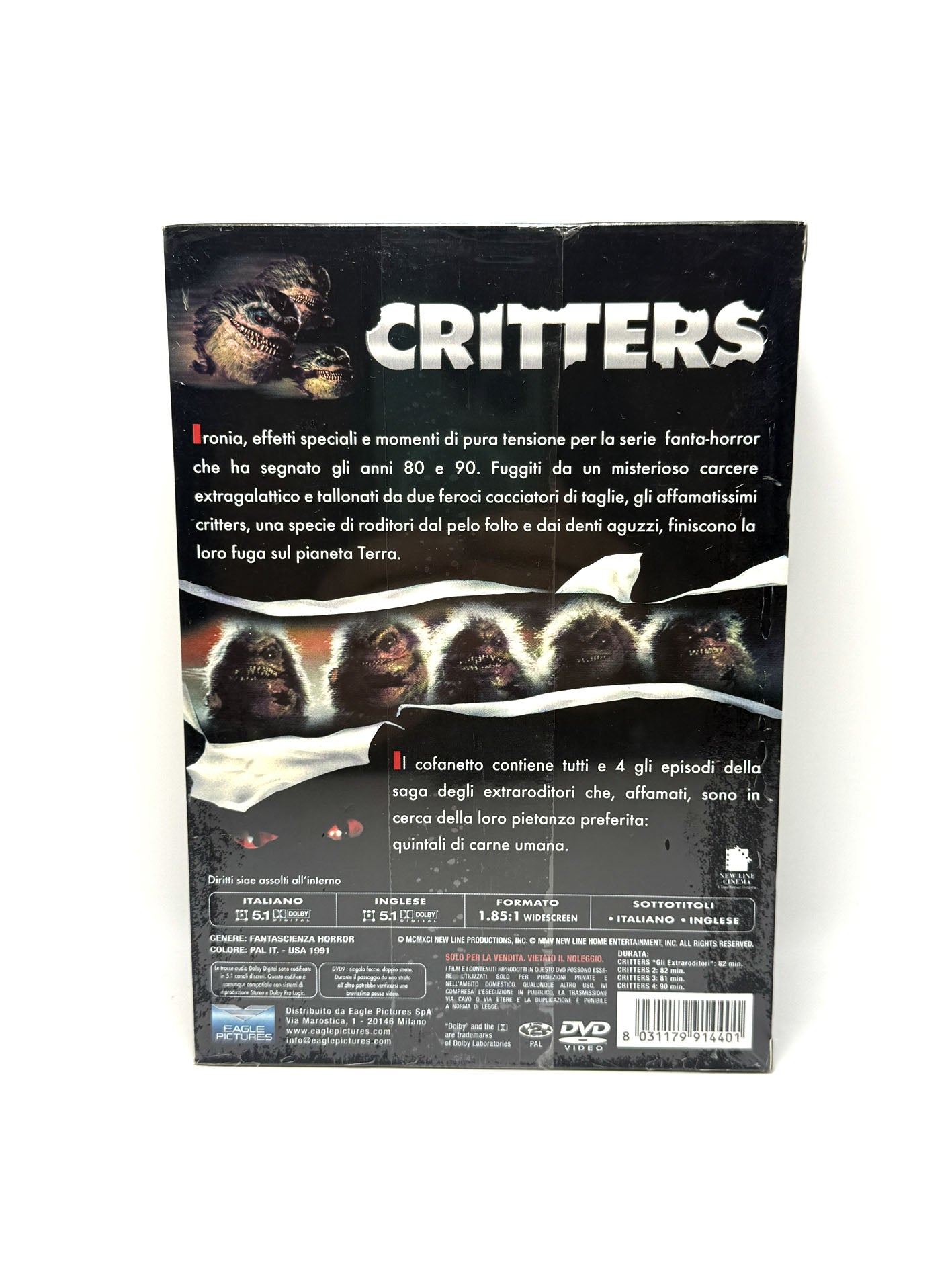 Critters Box Cofanetto 4 DVD Film Movie Horror Raro Fuori catalogo Fantascienza