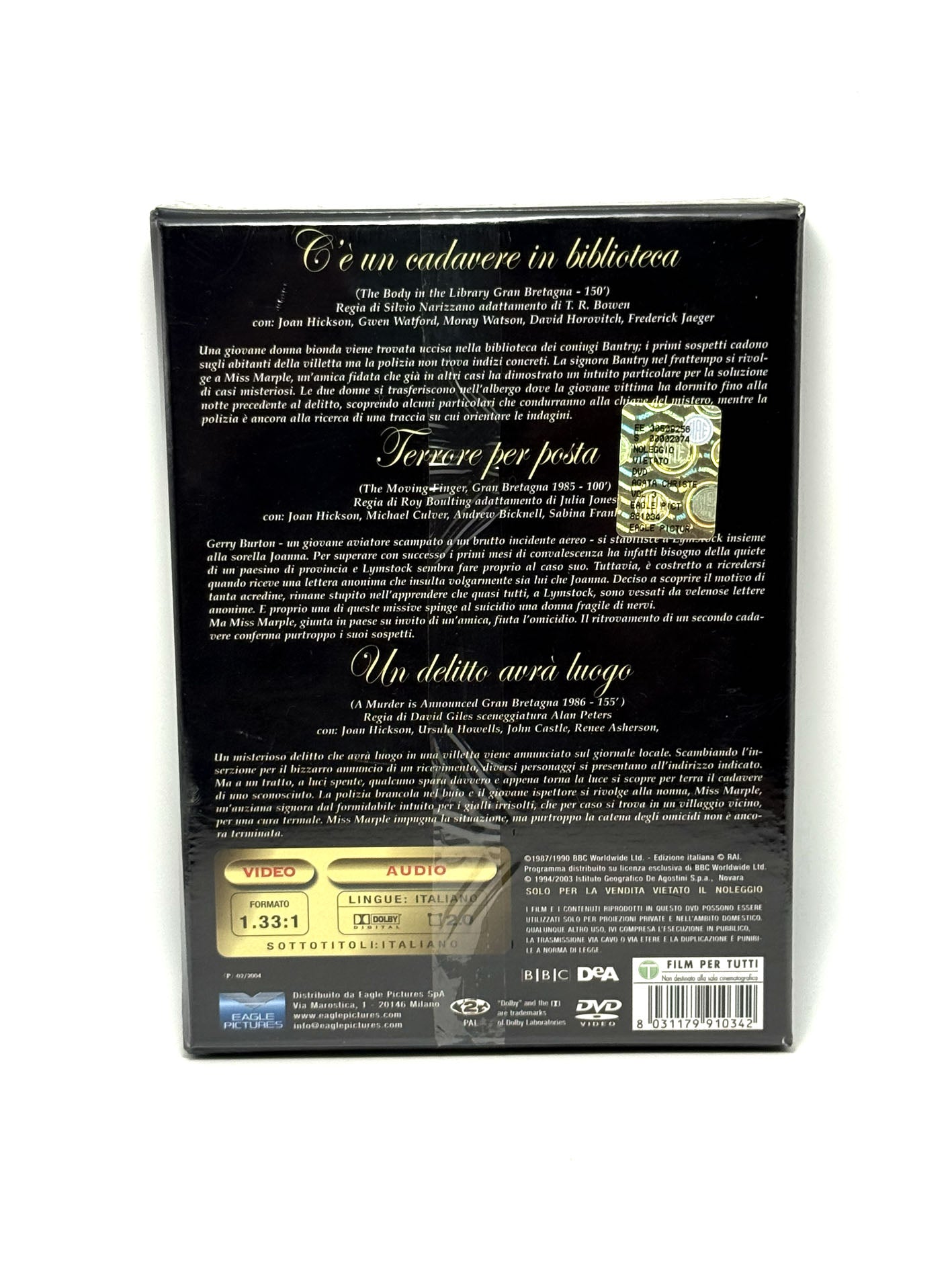 Agatha Christie Collection. Vol. 3 Cofanetto 3 DVD Giallo Film movie