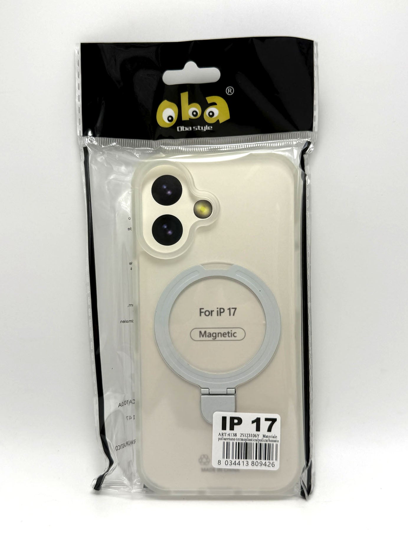 Cover rigida magnetica semitrasparente con supporto integrato Iphone 17 smartphone