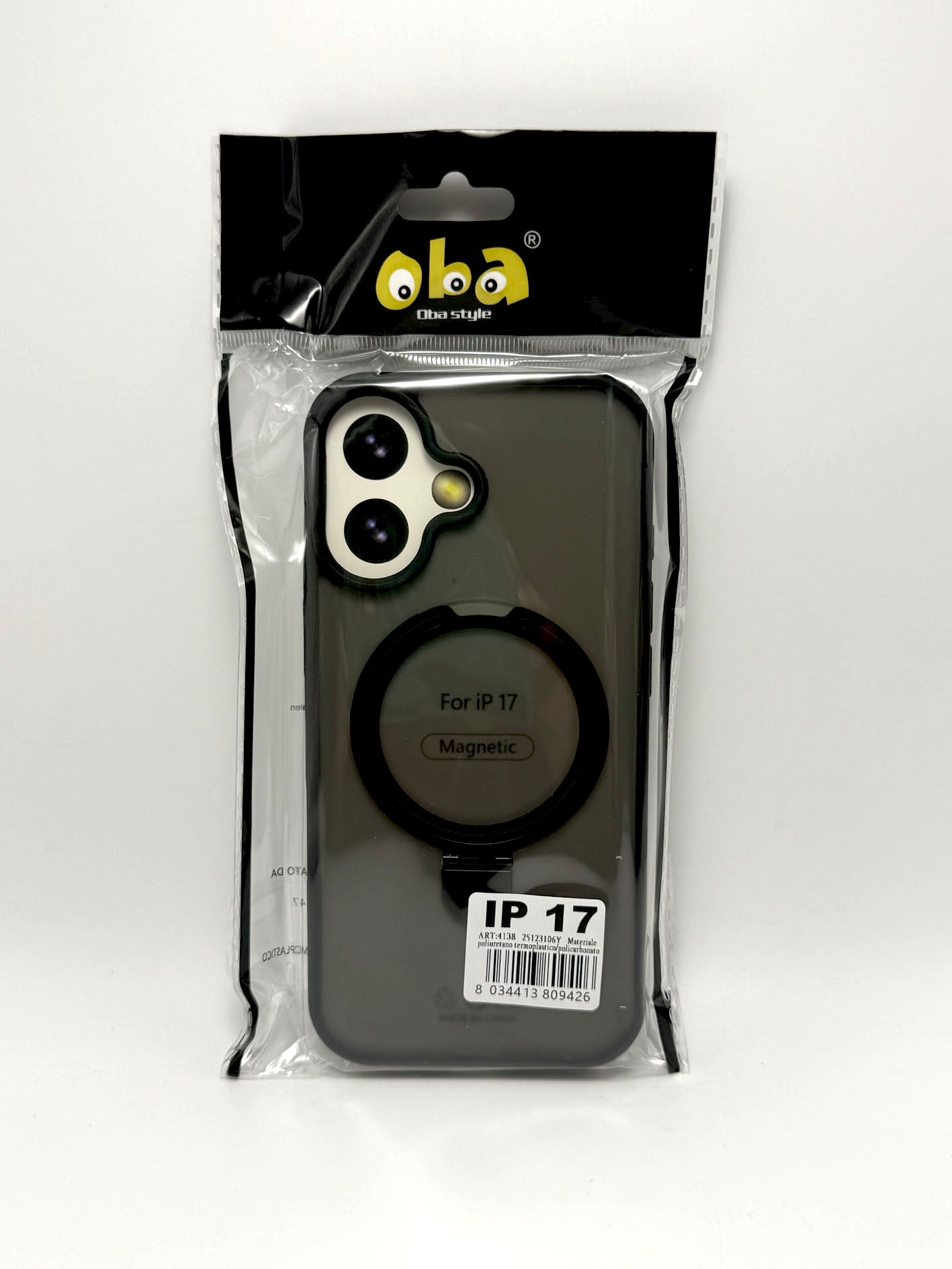 Cover rigida magnetica semitrasparente con supporto integrato Iphone 17 smartphone