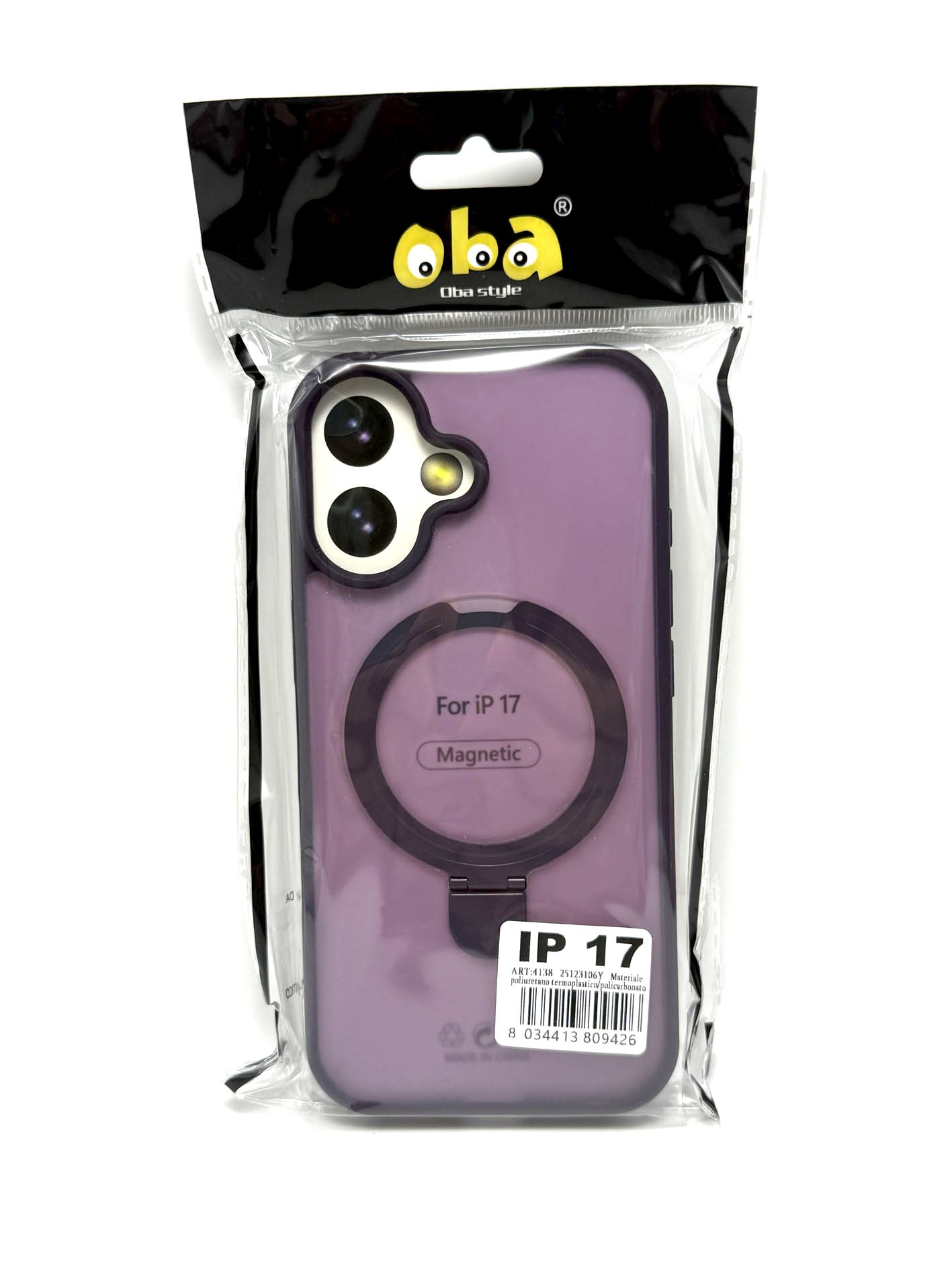 Cover rigida magnetica semitrasparente con supporto integrato Iphone 17 smartphone