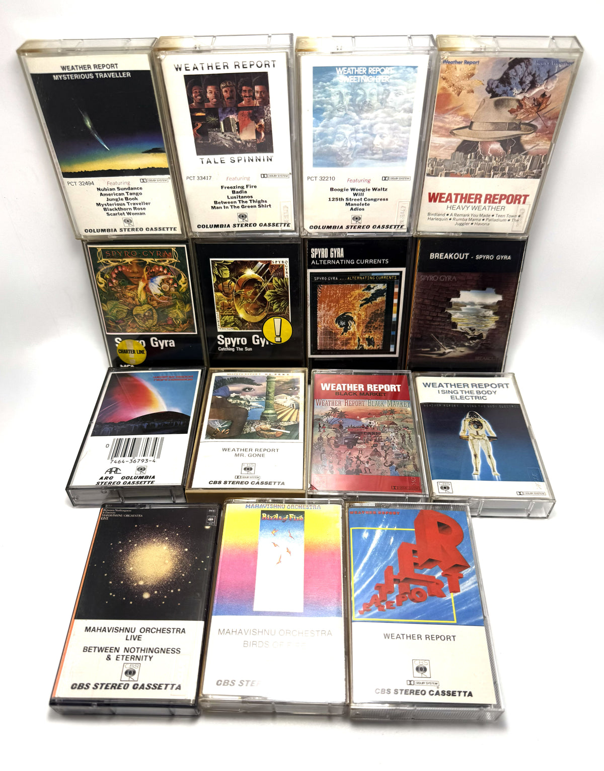 Lotto 15 cassette Fusion Jazz Rock Spyro Gyra | Weather Report | Mahavishnu Orchestra | cassette audio tape mc musicassette rare