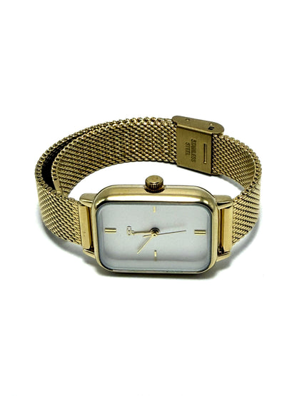 Orologio Parfois rettangolare acciaio color oro braccialetto in maglia donna