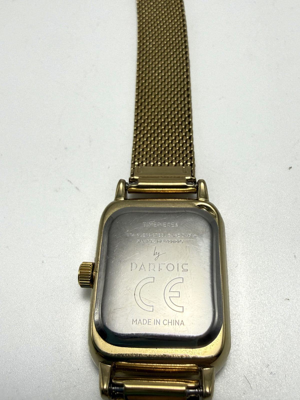 Orologio Parfois rettangolare acciaio color oro braccialetto in maglia donna