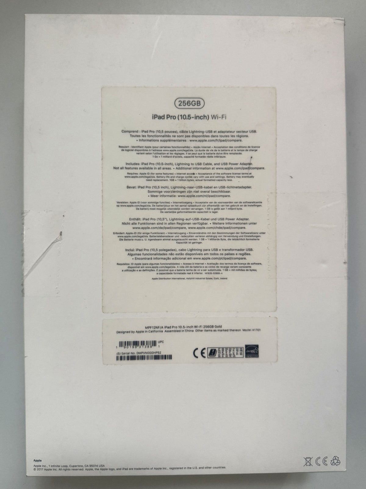 iPad Pro 10.5" 2017 Wi-Fi 256GB - Oro (Gold) + Scatola originale