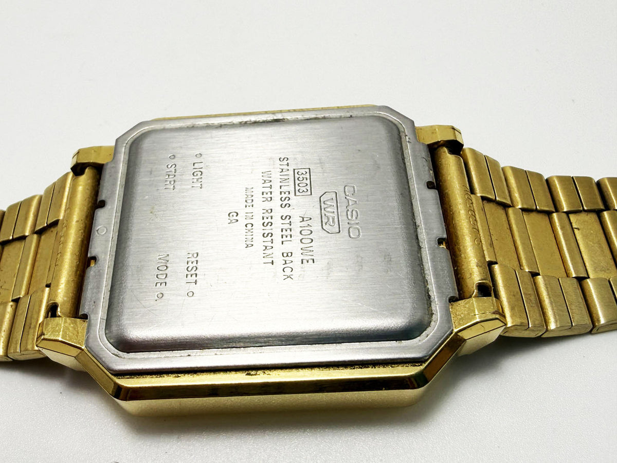 Casio orologio Unisex vintage bracciale in acciaio PVD oro A100WEG-9AEF