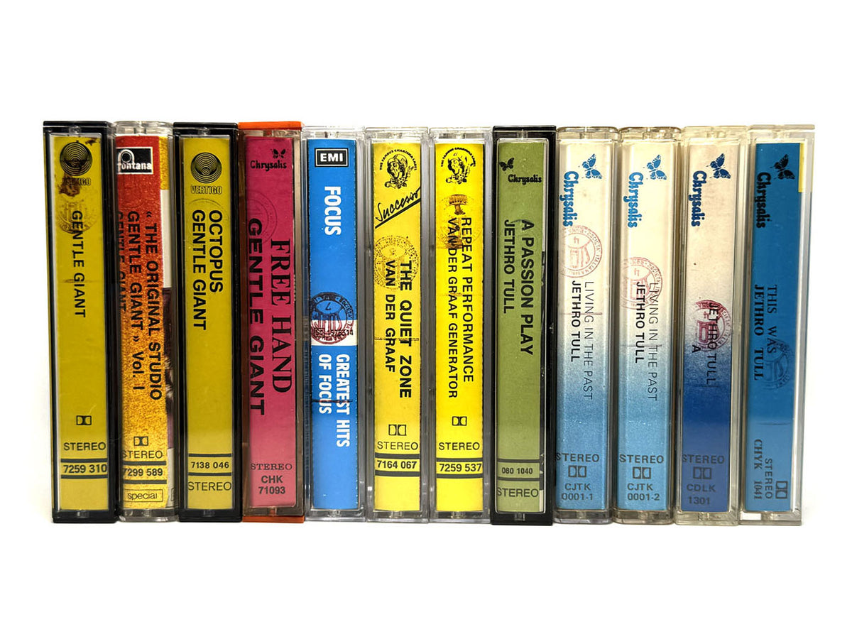 Lotto 12 Musicassette MC Rock Progressivo Folk Gentle Giant Jethro Tull Van Der Graaf Focus Audio