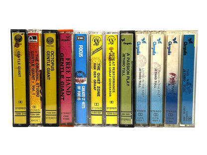 Lotto 12 Musicassette MC Rock Progressivo Folk Gentle Giant Jethro Tull Van Der Graaf Focus Audio