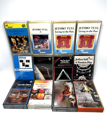 Lotto 12 Musicassette MC Rock Progressivo Folk Gentle Giant Jethro Tull Van Der Graaf Focus Audio