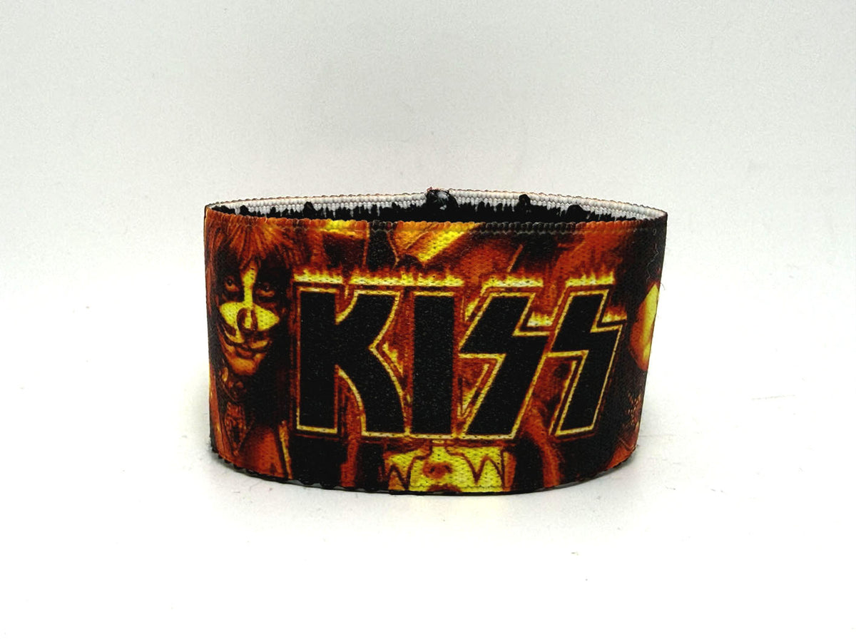 Kiss Polsiera Polsino Bracciale Rock Elastico Tessuto con stampa logo