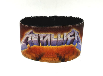 Metallica Polsiera Polsino Bracciale Rock Elastico Tessuto con stampa logo