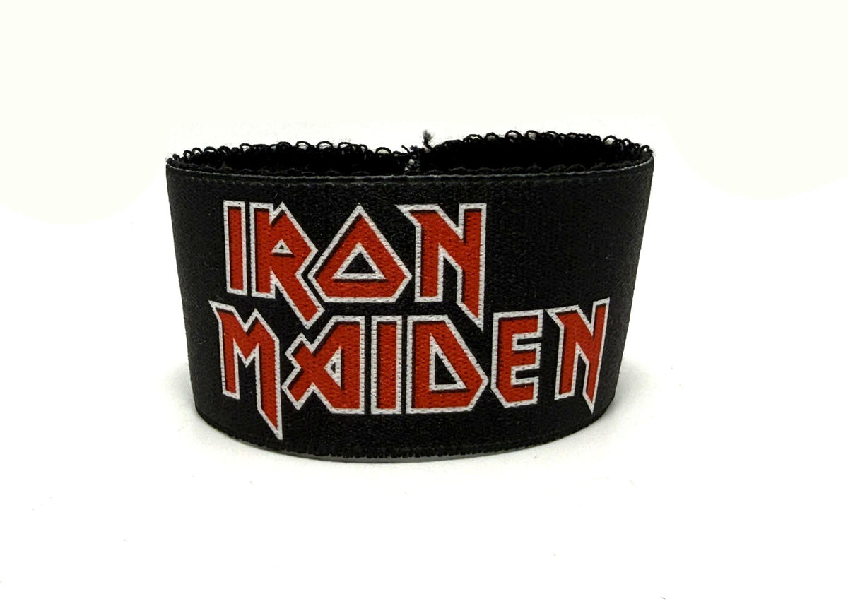 Iron Maiden Eddie The Head Polsiera Polsino Bracciale Rock Elastico Tessuto con stampa logo