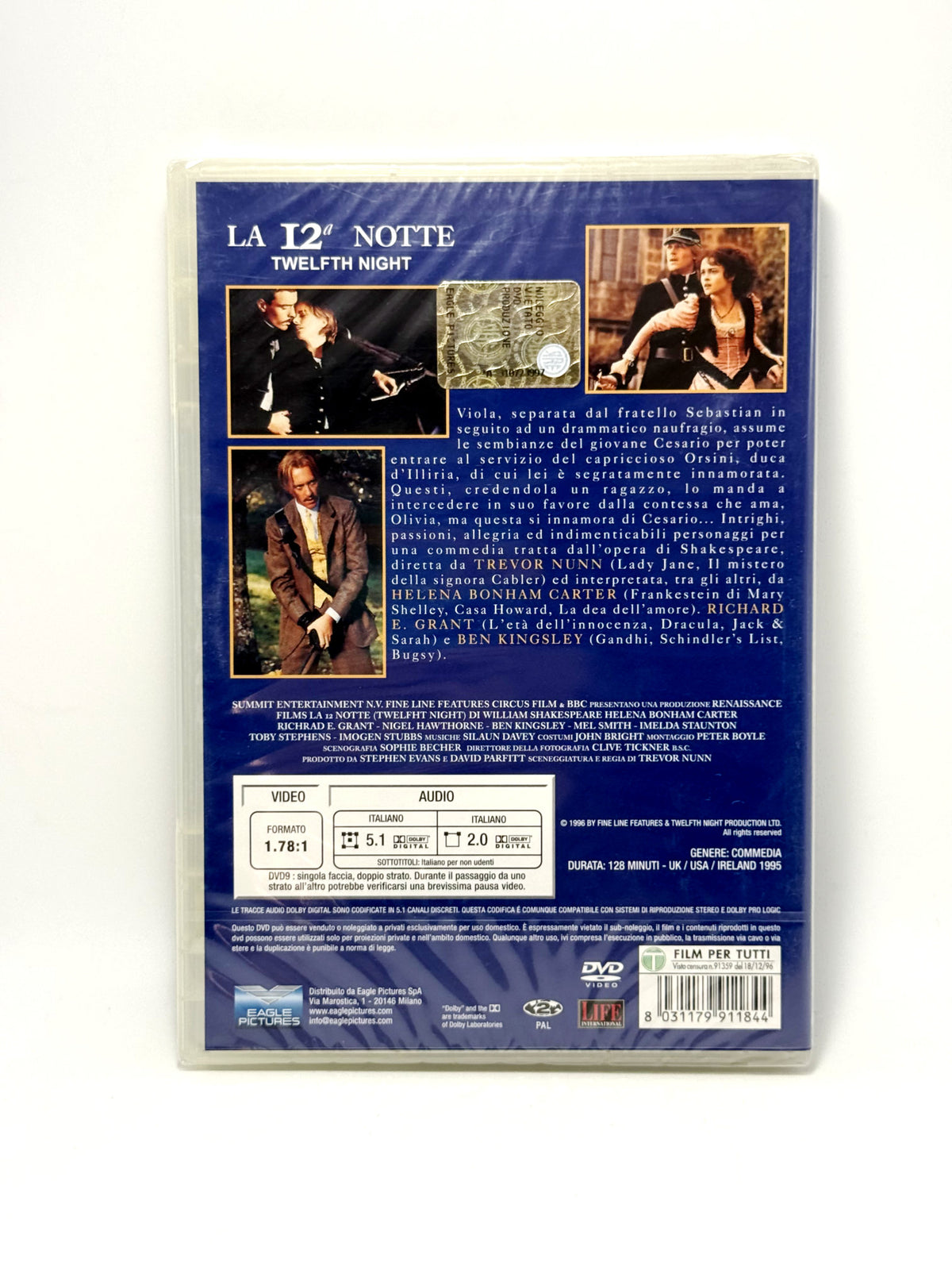 La dodicesima notte. Twelfth Night. DVD Trevor Nunn Film Movie Commedia